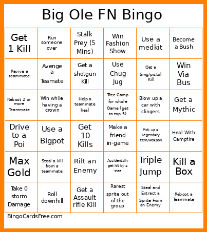 Big Ole FN Bingo Card