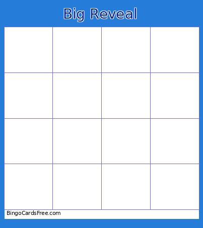 Big Reveal Bingo Card