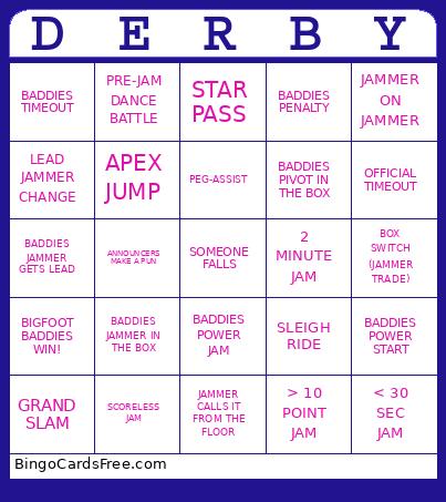 Bigfoot Baddies Bingo Card