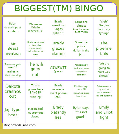 BIGGEST(TM) Bingo Card