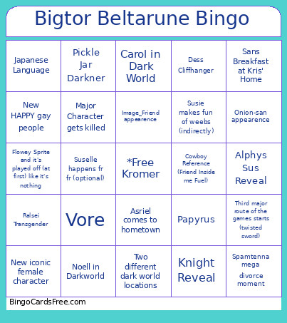 Bigtor Beltarune Bingo Card