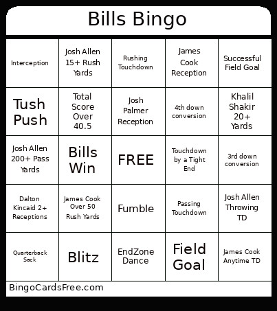 Bills Bingo Card