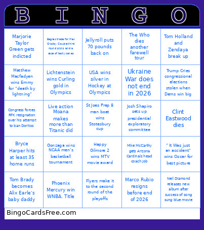 Billy Bingo Card