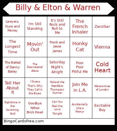 Billy & Elton & Warren Bingo