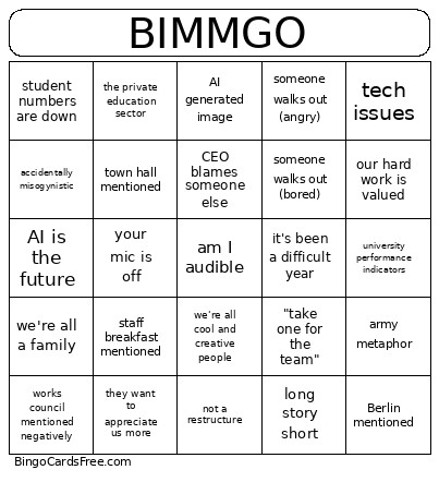 Bimmgo Bingo Card