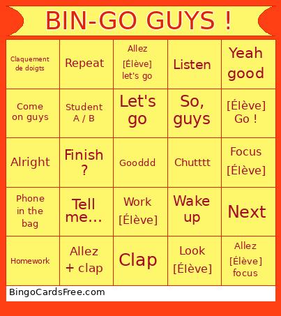 Bin-go guys Bingo Cards Free Pdf Printable Game, Title: BIN-GO GUYS !