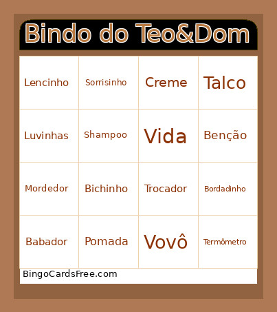 Bindo Do Teo&Dom Bingo Card
