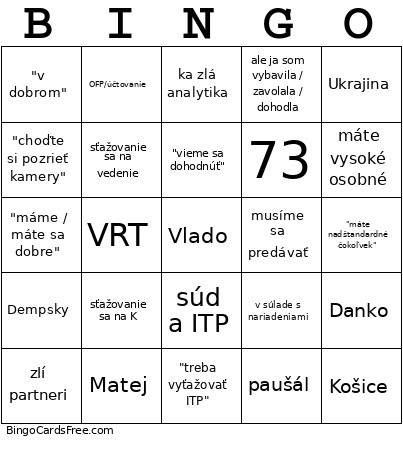 Bing0 Bingo Card