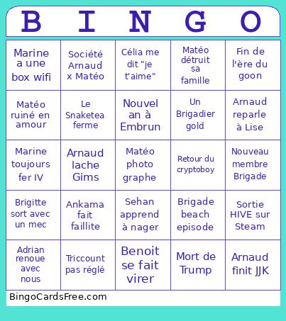 Bingade Bingo Card