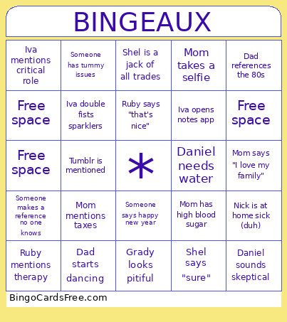 BINGEAUX Bingo Card