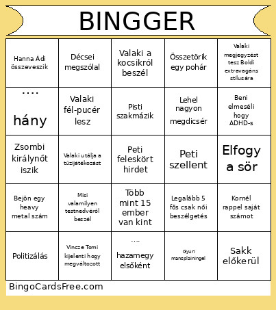 Bingger Bingo Card