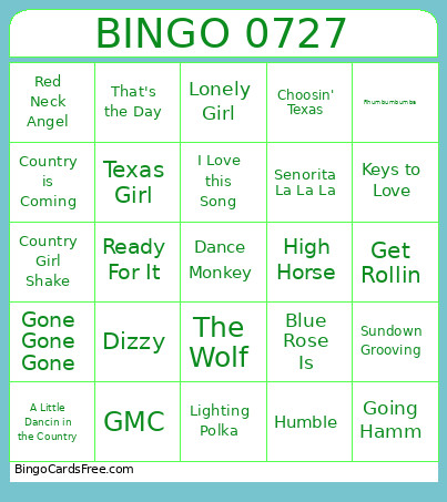 07/27 Bingo Card