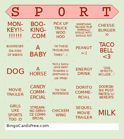 BINGO Cards Free Pdf Printable Game, Title: SP0RT