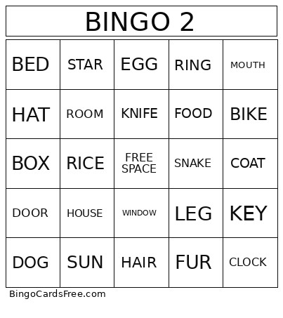 2 Bingo Card