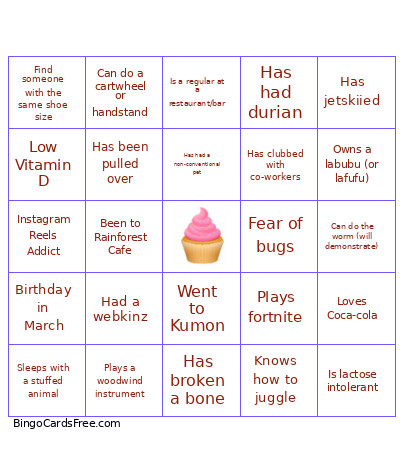 2 Bingo Card