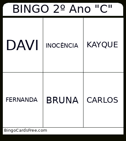 2º Ano A Bingo Card