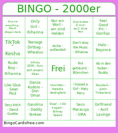 - 2000er Bingo Card