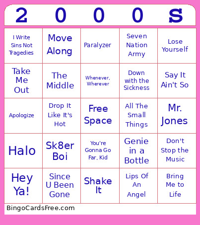 2000s Bingo Card
