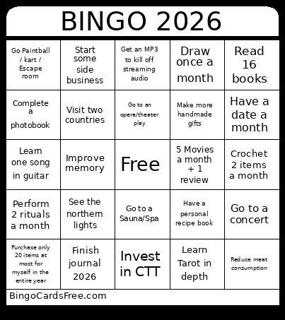 2026 Bingo Card