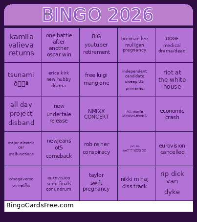 2026 Bingo Card 3