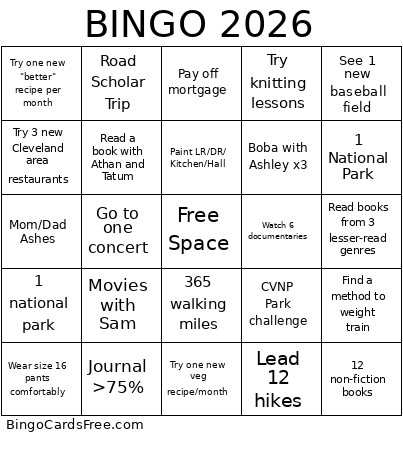 2026 Bingo Card