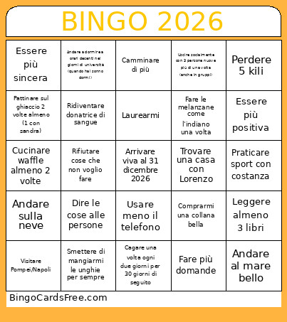 2026 Bingo Card