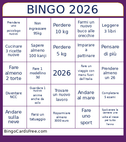 2026 Bingo Card 2
