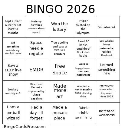 2026 Bingo Card
