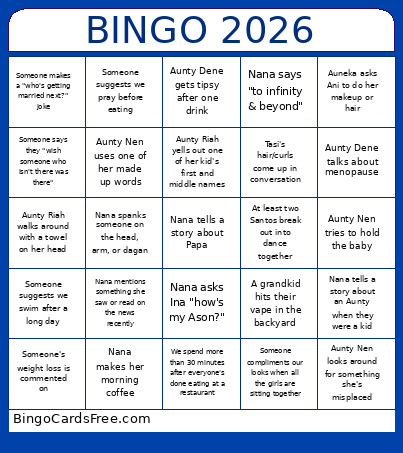 2026 Bingo Card