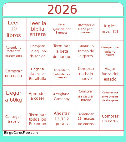 2026 Bingo Card