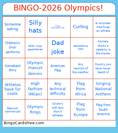 -2026 Olympics! Bingo Card