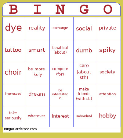 212-216 Bingo Card