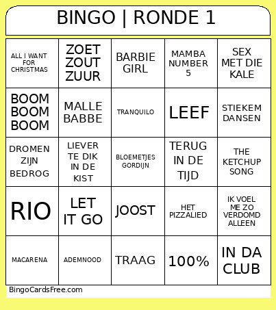 30 Oct | RONDE 1 Bingo Card