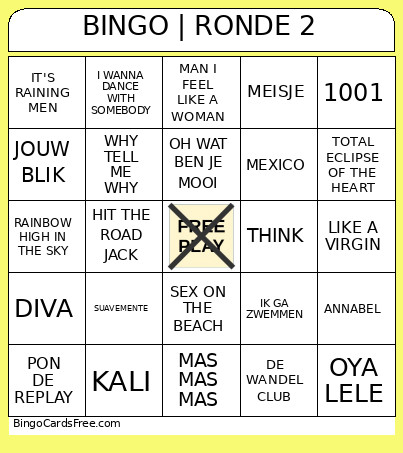 30 Oct | RONDE 2 Bingo Card