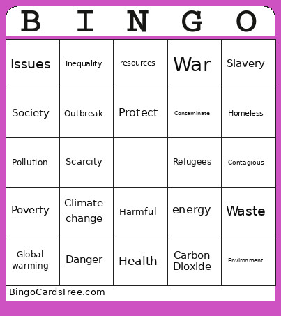 3A Bingo Card