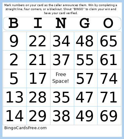 3D Bingo Card
