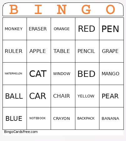 3RD GRADE Bingo Card