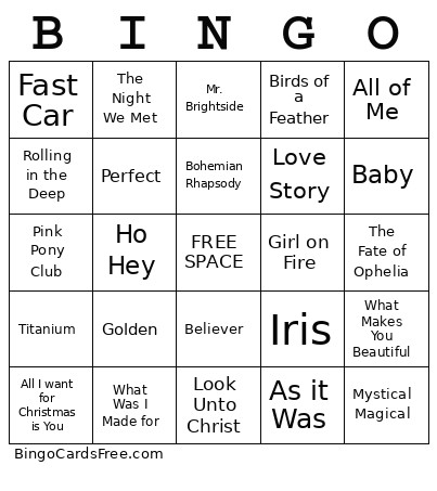 4 Bingo Card