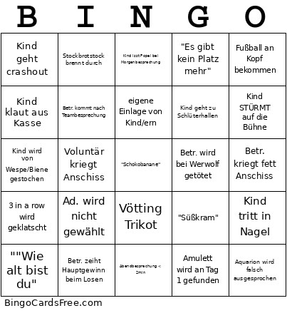 4/6 Bingo Card
