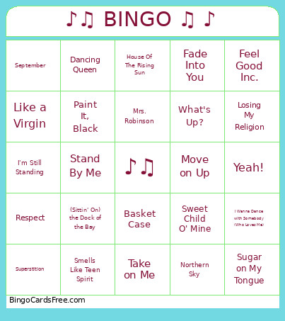 ♪♫ ♫ ♪ Bingo Card