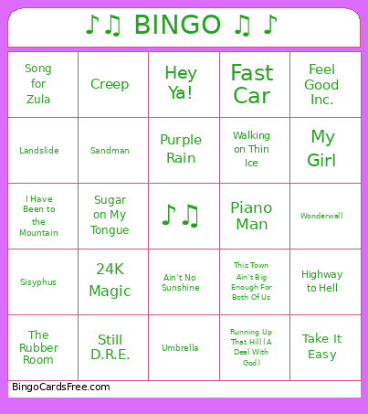 ♪♫ ♫ ♪ Bingo Card