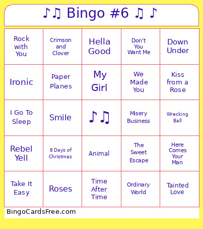 ♪♫ #6 ♫ ♪ Bingo Card