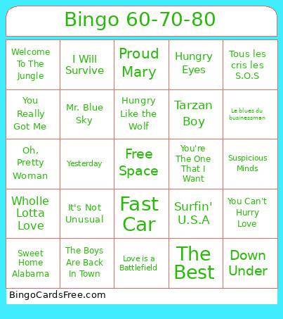 60-70-80 Bingo Card