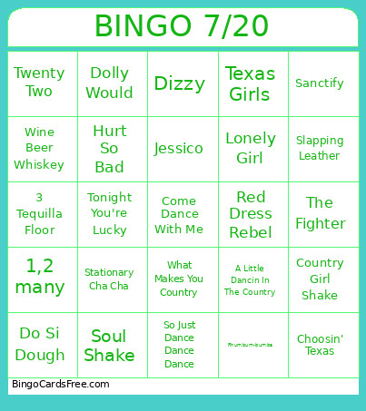 7/20 Bingo Card
