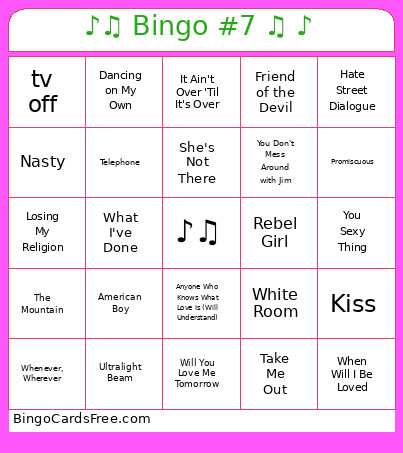 ♪♫ #7 ♫ ♪ Bingo Card