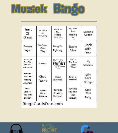 70's Bingo Card