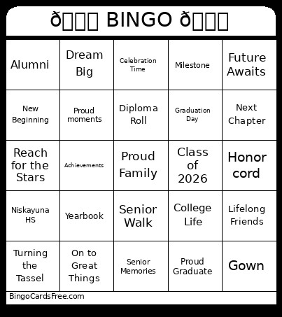 🎓 🎓 Bingo Card
