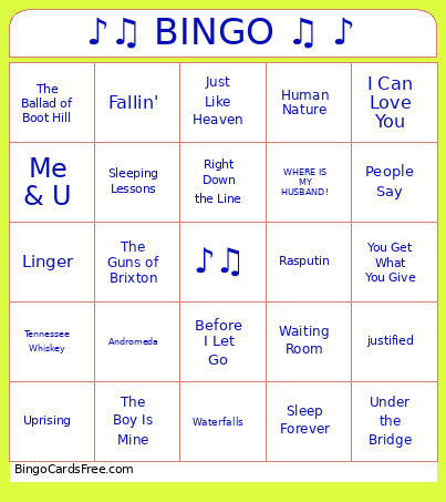 ♪♫ ♫ ♪ Bingo Card