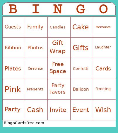 90th Bday Bingo Card