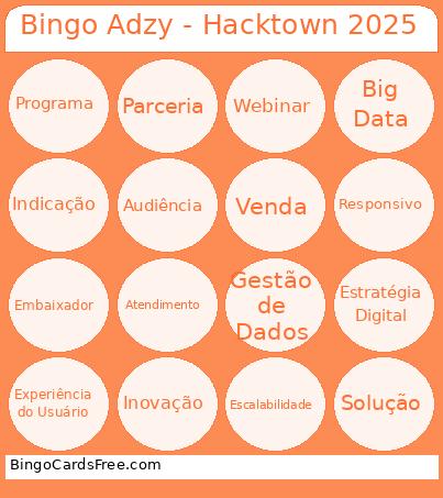 Adzy - Hacktown 2025 Bingo Card